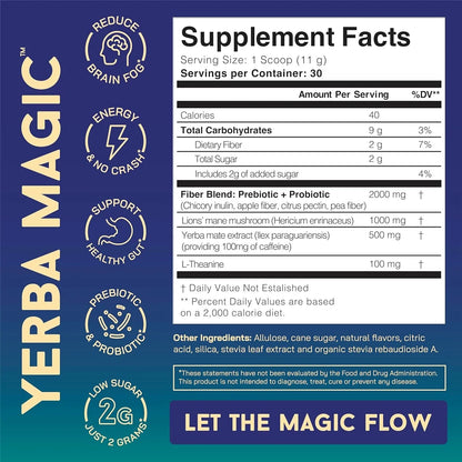 Yerba Mate Instant Tea Powder, 3-In-1 Super Drink, Yerba Magic Peach Mango 30 Servings